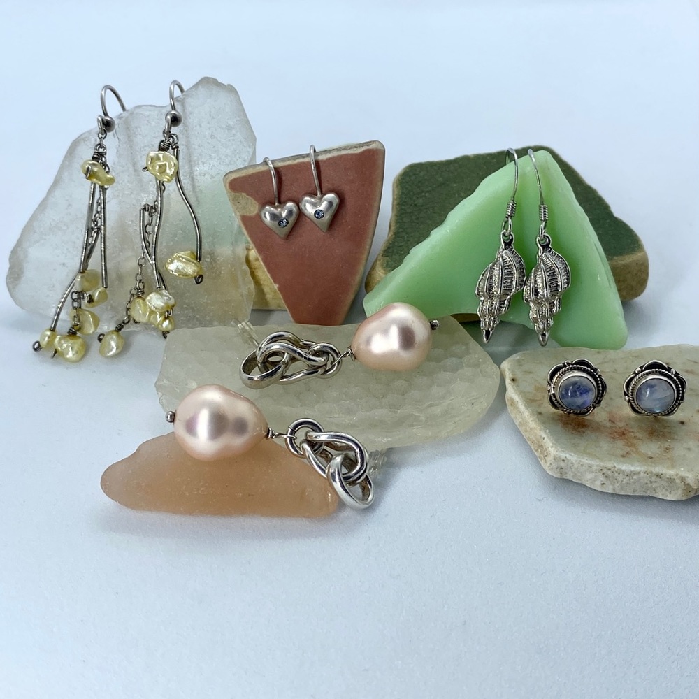 Silver Earring Lot Sterling 925 5 Pairs